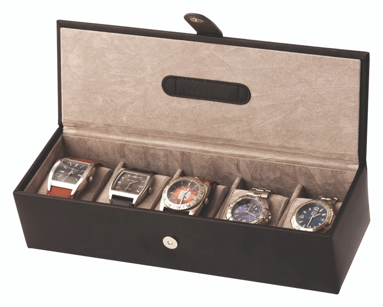 Mele And Co Bonded Leather Watch Box For Men Fits 5 Watches Black 1500