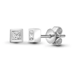 18ct White Gold 40pts Diamond Square Stud Earrings P702E18-025-040
