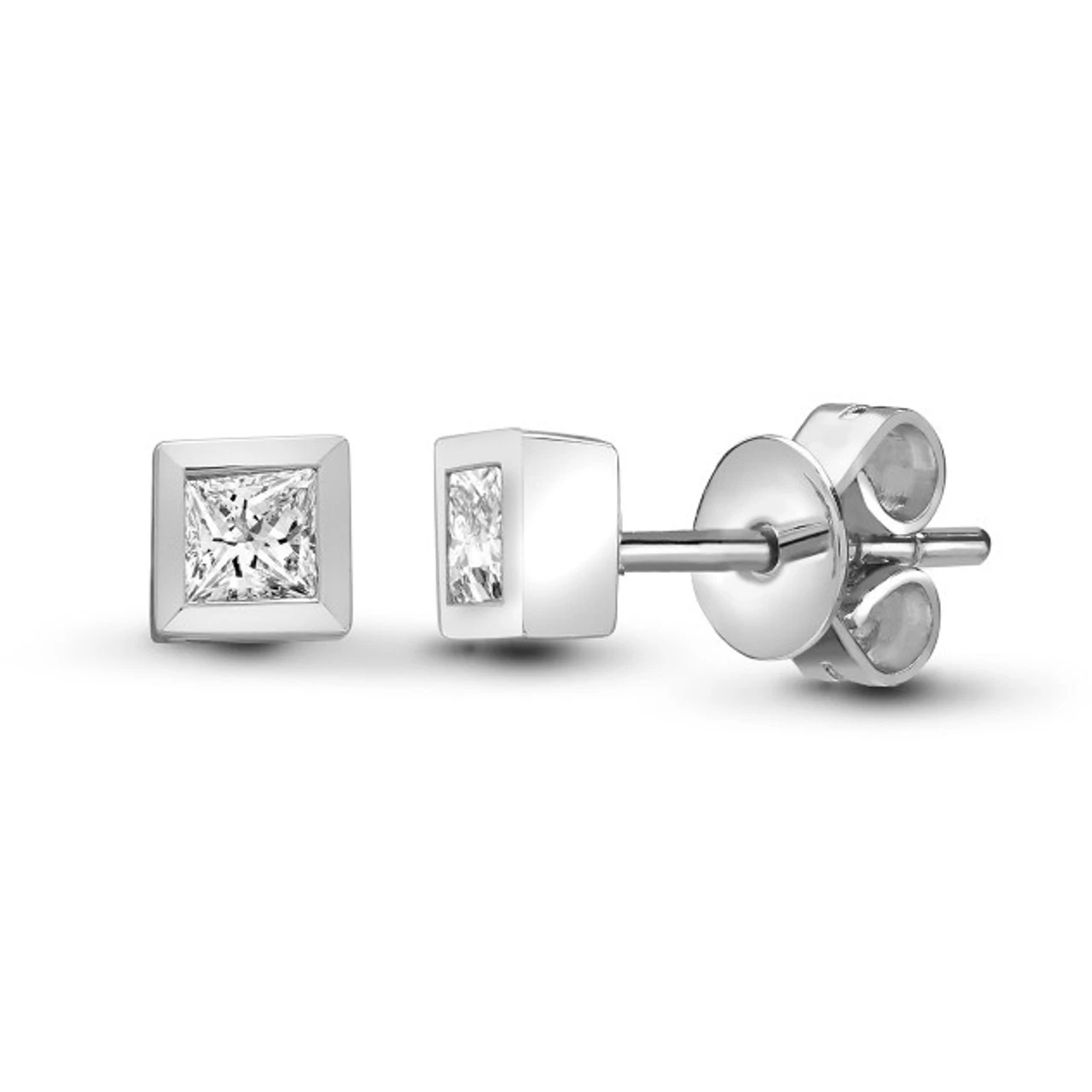 18ct White Gold 40pts Diamond Square Stud Earrings P702E18-025-040