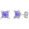 18ct White Gold Diamond 10pt And Amethyst 2.09ct Stud Earrings P702E18-326
