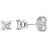 18ct White Gold 50pt Princess Cut 4 Claw Diamond Stud Earrings P702E18-357-050