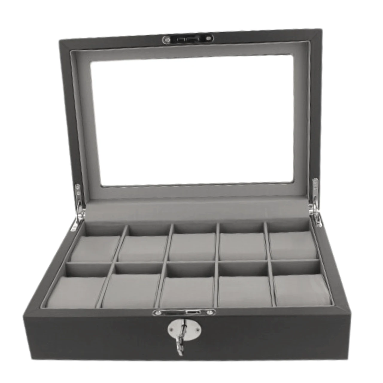 Orbit Black And Grey Leather Personalised Luxury Watch Box OW204 - Image 3