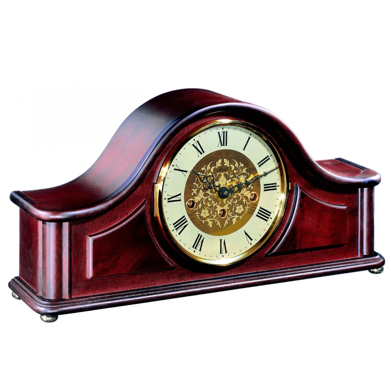 Hermle Acton Tambour 8-Day Westminster Chime Mahogany Mantel Clock 21142-070340