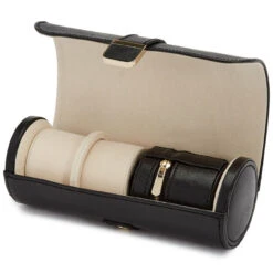 Wolf Palermo Double Watch Roll With Jewellery Case In Black Anthracite 213902