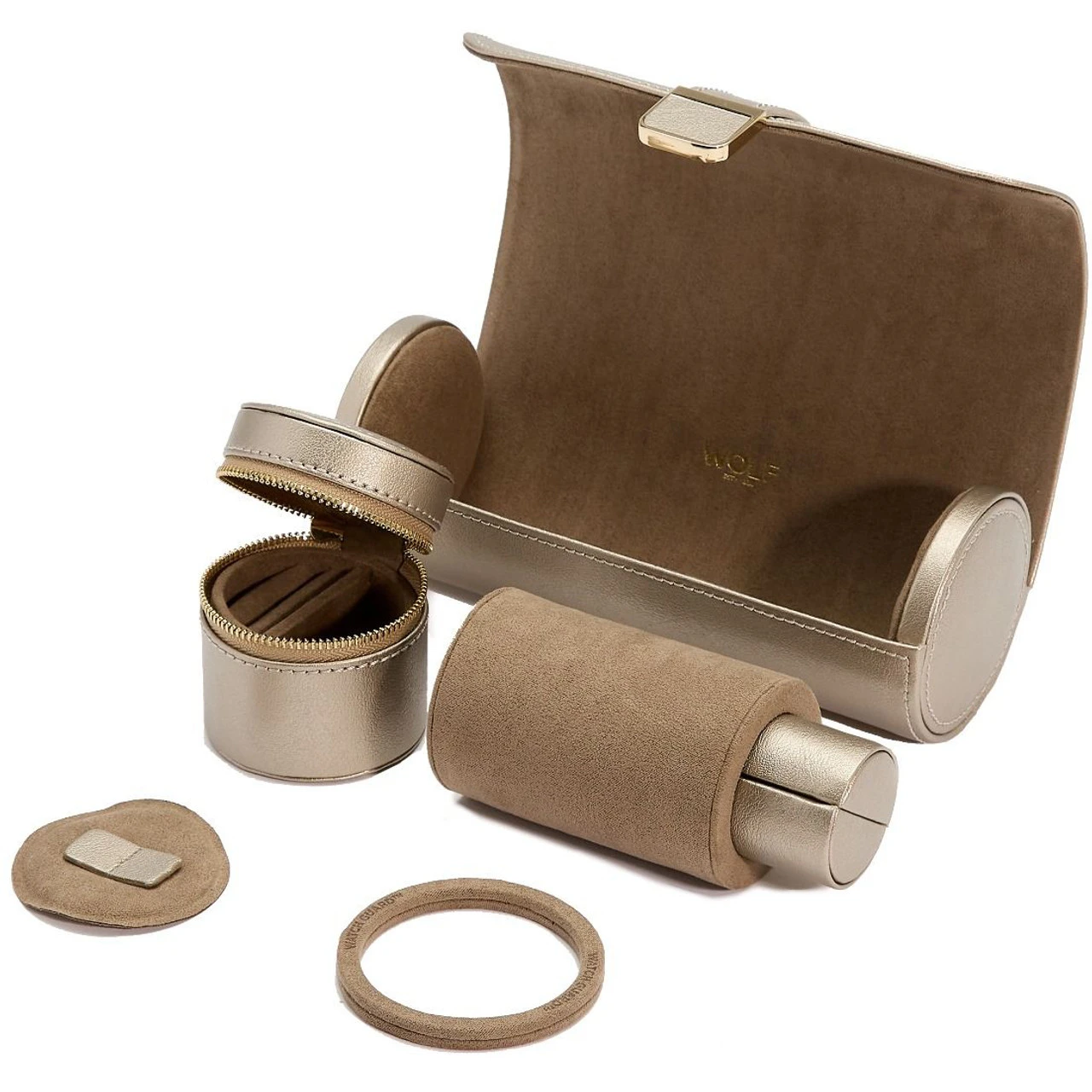 Wolf Palermo Double Watch Roll With Jewellery Case In Pewter 213978 - Image 5