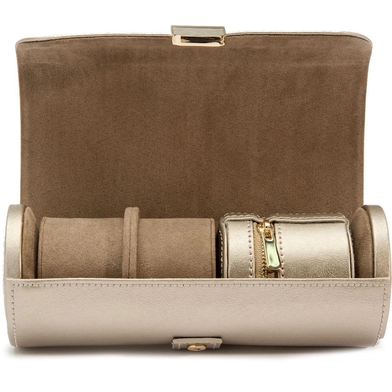 Wolf Palermo Double Watch Roll With Jewellery Case In Pewter 213978 - Image 2