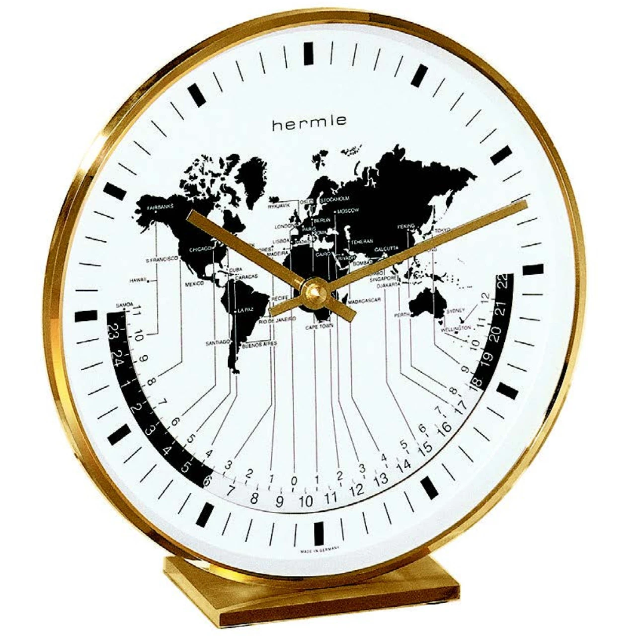 Hermle World Time Brass Mantel Clock 22704-002100