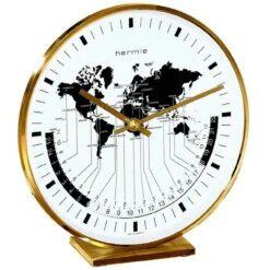 Hermle World Time Brass Mantel Clock 22704-002100
