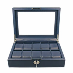 Orbit Navy Blue Leather Personalised Luxury Watch Box For 10 Watches OW202