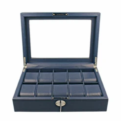 Orbit Navy Blue Leather Personalised Luxury Watch Box For 10 Watches OW202