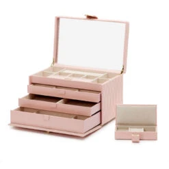 Wolf Caroline Large Rose Quartz Jewellery Case 329615
