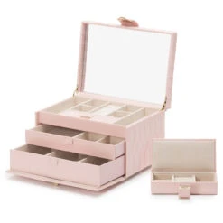 Wolf Caroline Medium Rose Quartz Jewellery Case 329715