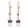 Coeur De Lion Geocube White Purple Swarovski Crystal Drop Earrings 4013/20-0800