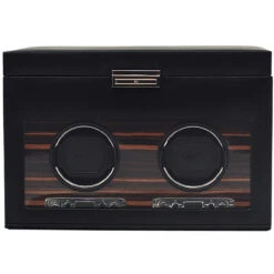 WOLF Roadster Black Double Watch Winder With 3 Piece Storage 457256