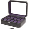 WOLF Windsor 10 Piece Black And Purple Watch Box 458403
