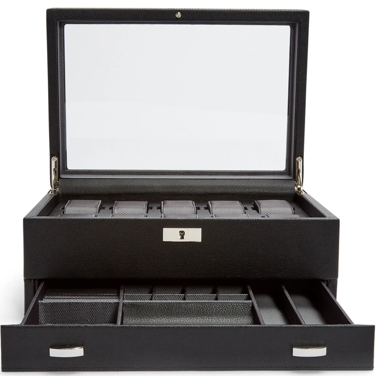 WOLF Viceroy 10 Piece Black Watch Box With Storage 466202
