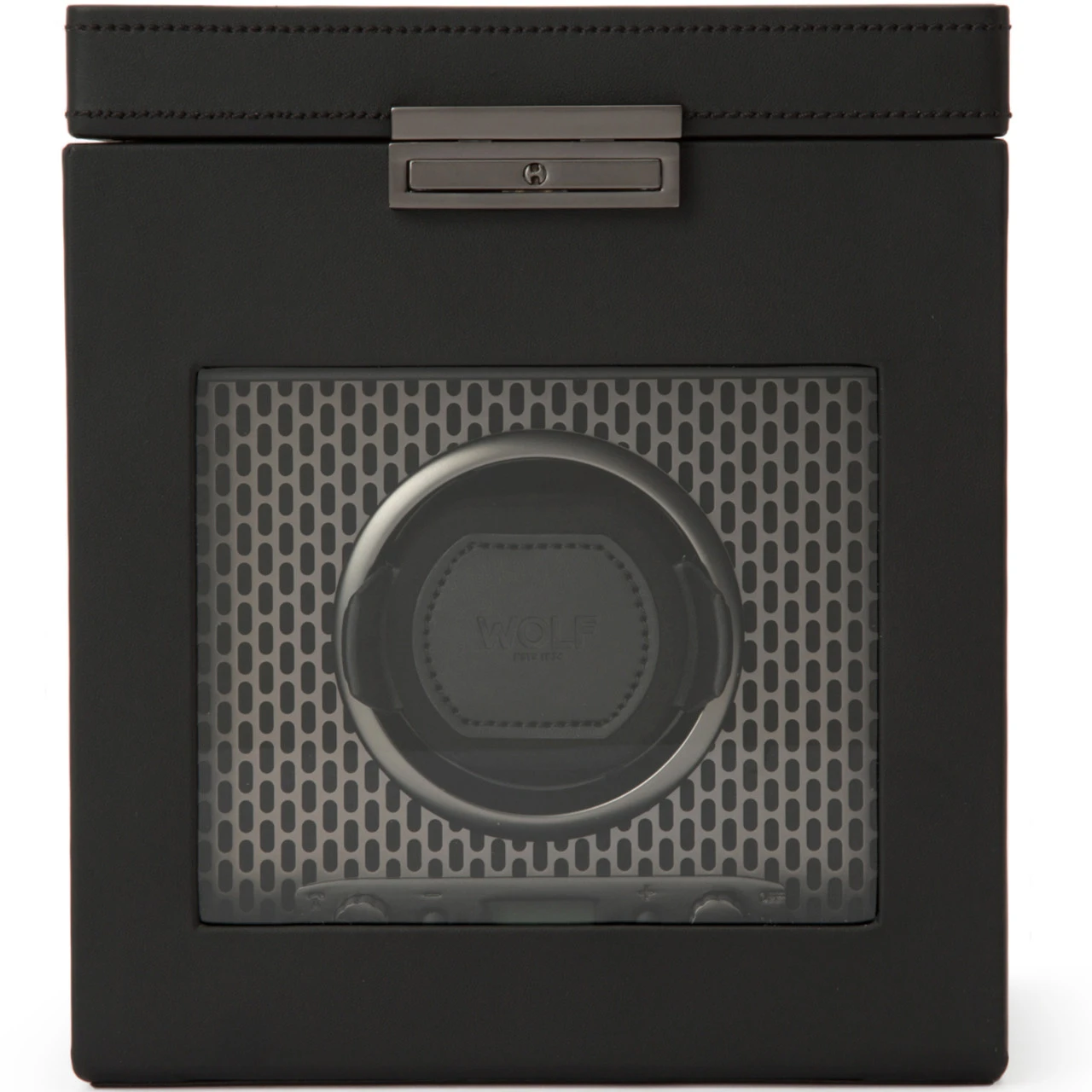 WOLF Axis Collection Powder Coat Single Watch Winder With Storage 469203