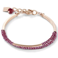 Coeur De Lion Waterfall Small Rosegold Red Glass Bracelet 4998/30-0300
