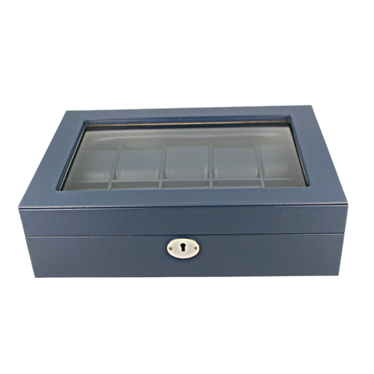 Orbit Navy Blue Leather Personalised Luxury Watch Box For 10 Watches OW202 - Image 4
