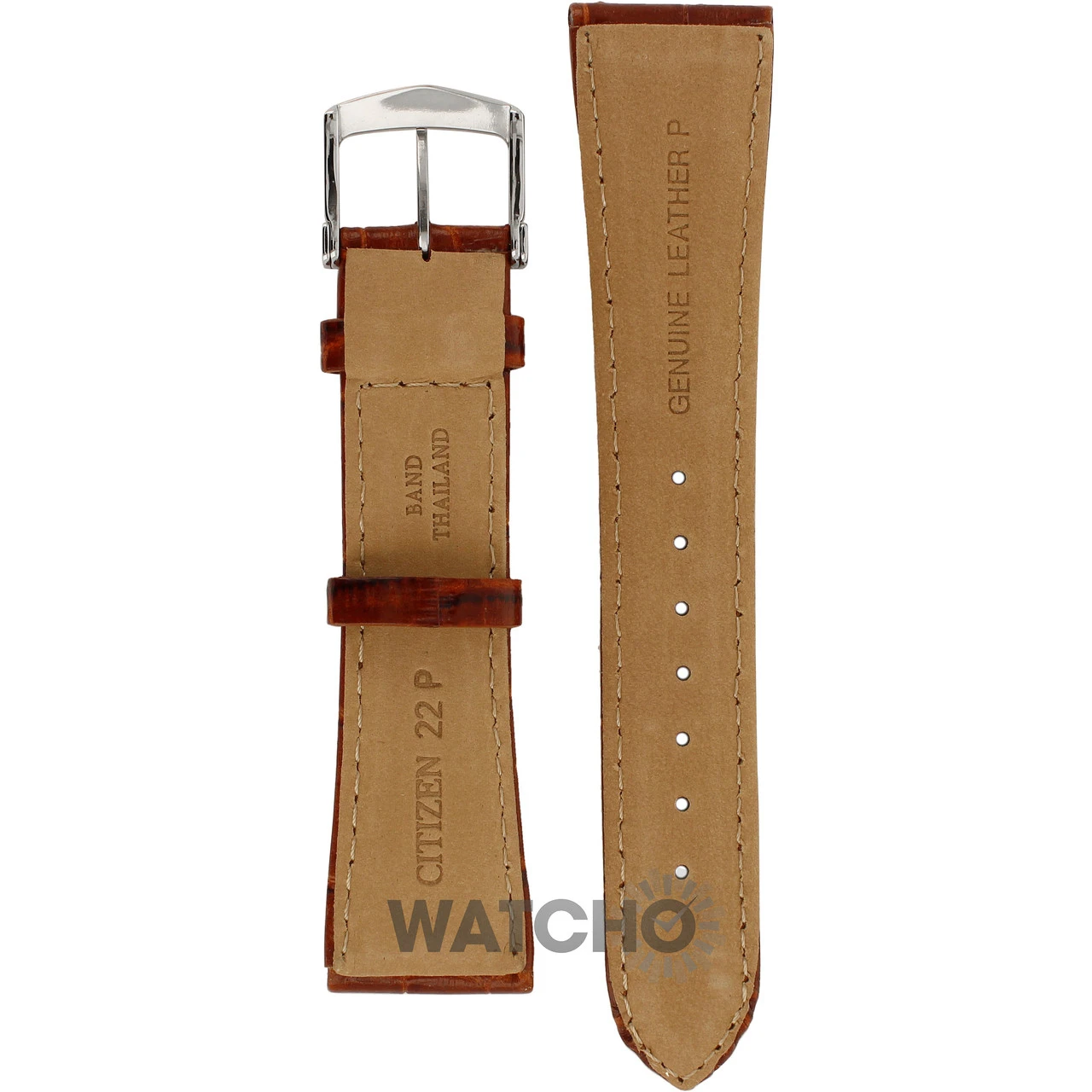 Citizen Replacement Watch Strap Brown Crocodile Embossed Leather 59-S52073 For BV1060-15E With Pins - Image 2