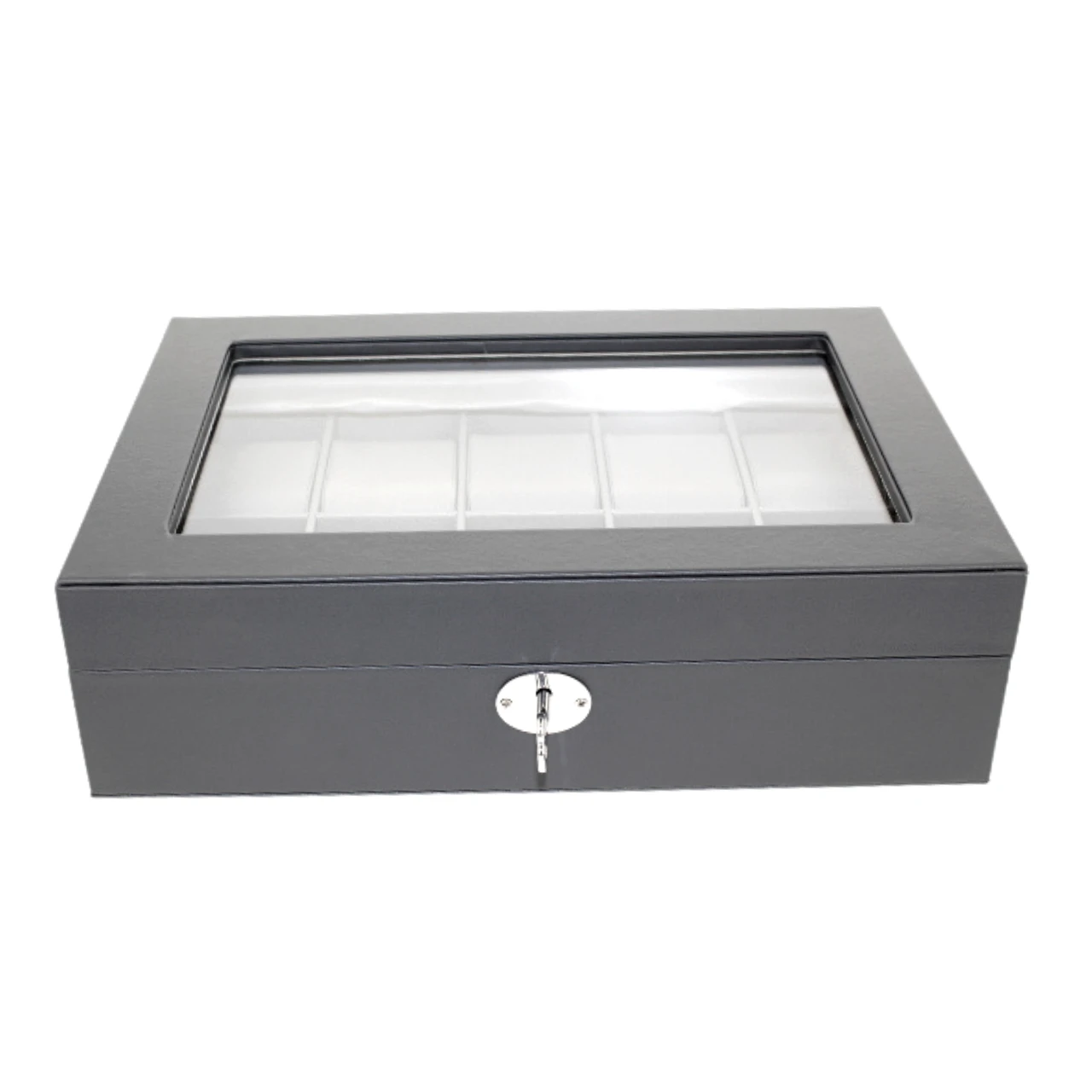 Orbit Black And Grey Leather Personalised Luxury Watch Box OW204 - Image 7
