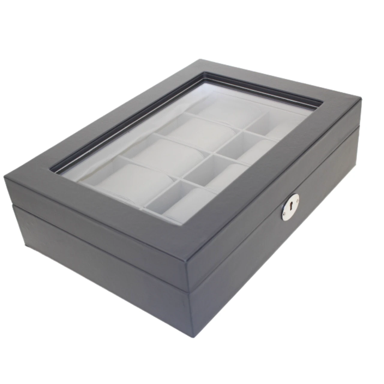 Orbit Black And Grey Leather Personalised Luxury Watch Box OW204 - Image 6