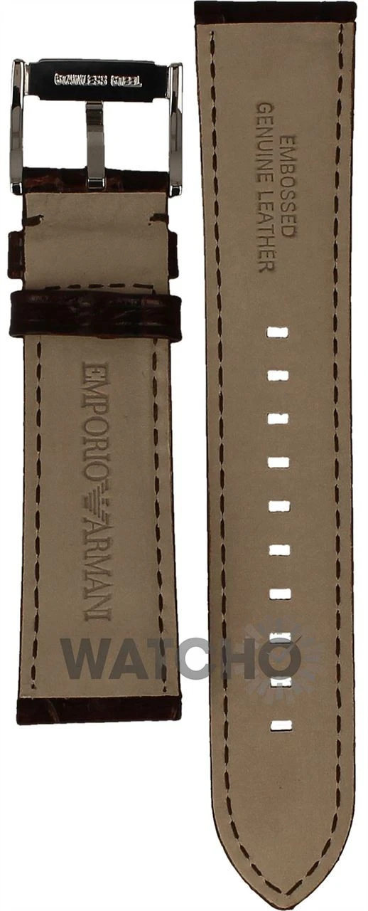 Armani Replacement Watch Strap Brown Leather For AR2427 With Free Connecting Pins - Image 2