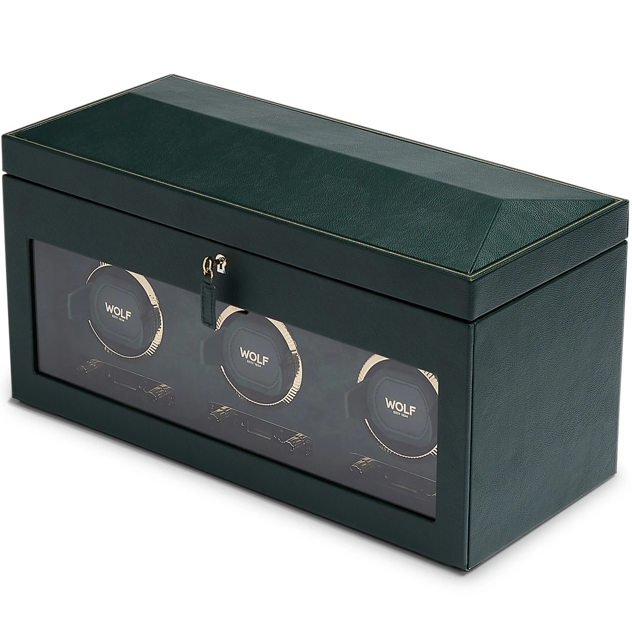 WOLF British Racing Green Triple Watch Winder With Storage 792341 - Image 4