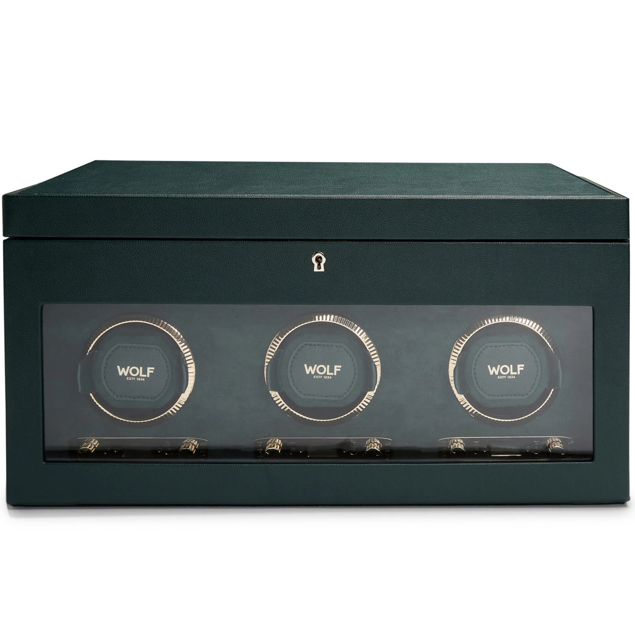 WOLF British Racing Green Triple Watch Winder With Storage 792341 - Image 3
