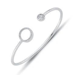 925 Sterling Silver Cubic Zirconia Set Circle Of Life Baby Children Bangle P702025