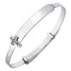 925 Sterling Silver Cubic Zirconia Set Cross Diamond Cut Expanding Baby Children Bangle P702028