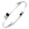 925 Sterling Silver Diamond Cut Teddy ID Expanding Baby Children Bangle P702029
