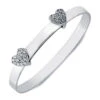 925 Sterling Silver Cubic Zirconia Set Twin Heart Expanding Baby Children Bangle P702030