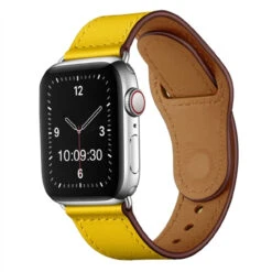 Apple Watch Classic Premium Leather Strap In Yellow APL906