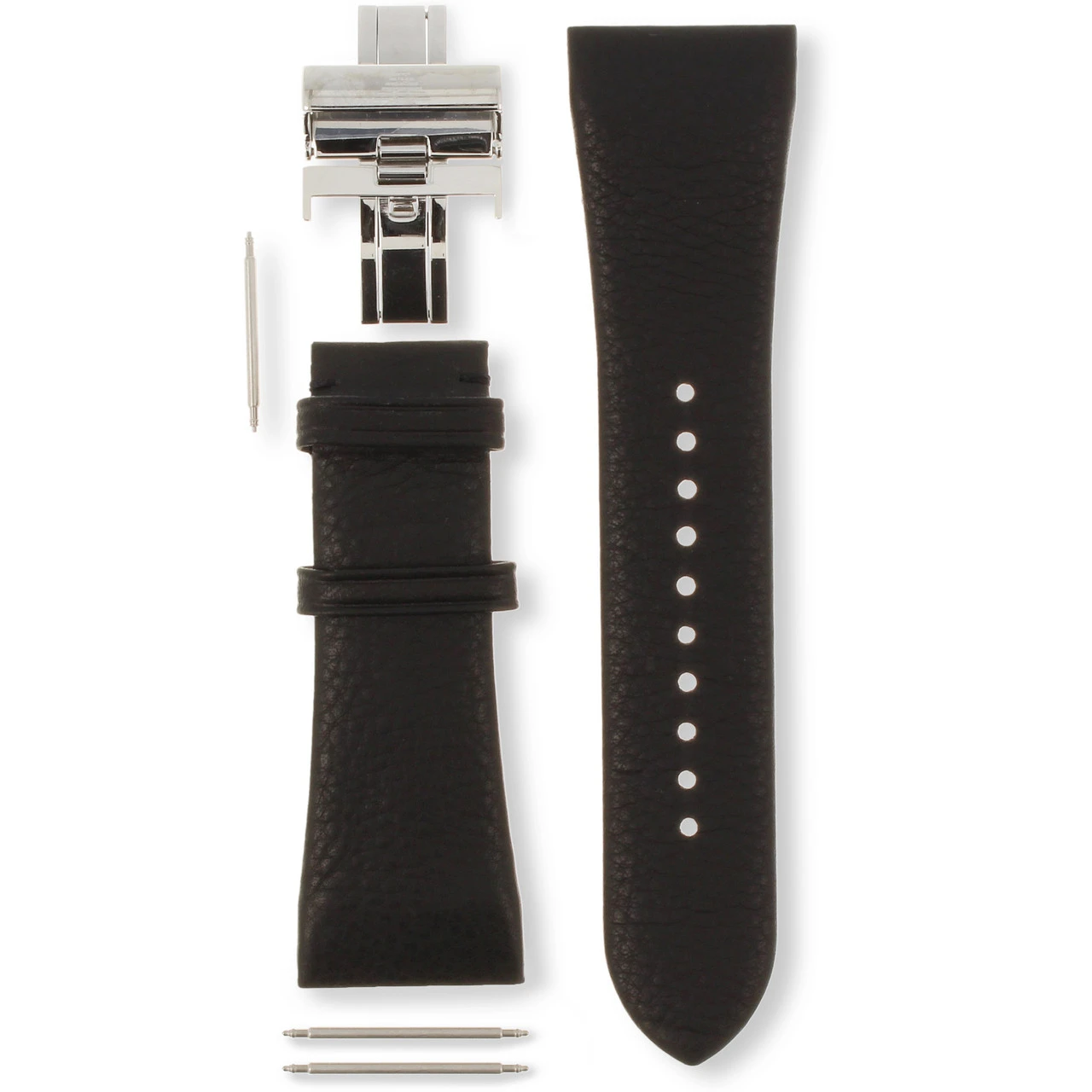 Armani Replacement Watch Strap For AR2006 Black Genuine Leather With Free Connecting Pins - Image 3