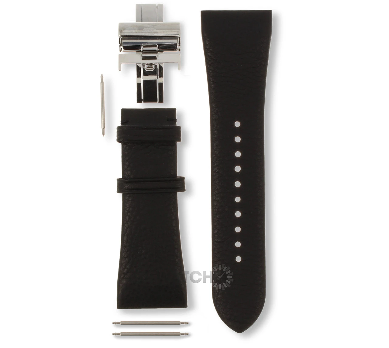 Armani Replacement Watch Strap For AR2006 Black Genuine Leather With Free Connecting Pins
