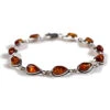 Henryka Forms Silver And Cognac Amber Teardrop Link Bracelet 2/4936/100/C-BU