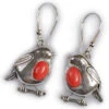 Henryka Rockin Robin Silver And Coral Hook Earrings EH546/COR-COS