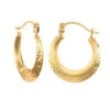 9ct Yellow Gold Engraved Floral Design Creole Hoops P702-027