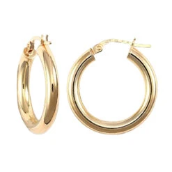 9ct Yellow Gold Polished Round-Tube 20mm Creole Hoops P702-178