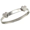 9ct White Gold Flat Children Baby Expandable Bangle With Two Cubic Zirconia Set Heart's P702069