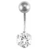 9ct White Gold Cubic Zirconia Solitaire Belly Bar P702101