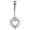9ct White Gold Cubic Zirconia Heart Belly Bar P702103