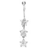 9ct White Gold Cubic Zirconia Flower Belly Bar Dropper P702105
