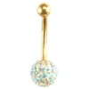 9ct Yellow Gold Aurora Multi Colour Crystal Belly Bar P702112