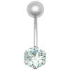 9ct White Gold Light Blue Cubic Zirconia Belly Bar P702133