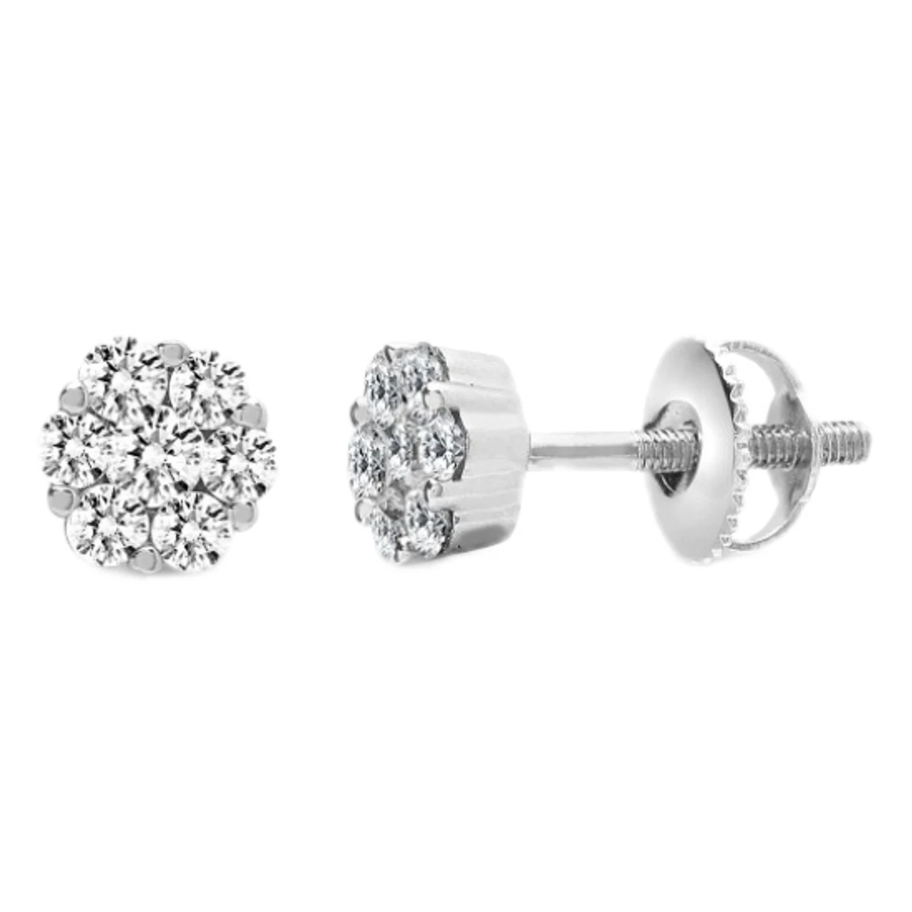 18ct White Gold 0.25ct Diamond 7 Stone Cluster Earrings P702E18-417-025