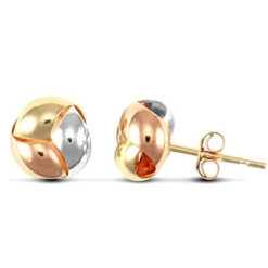9ct Yellow White And Rose Gold Knot 8mm Stud Earrings P702E9-028
