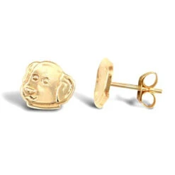 9ct Yellow Gold Dog Head Stud Earrings P702E9-248