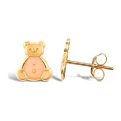 9ct Yellow Gold Enamelled Teddy Bear Stud Earrings P702E9-275
